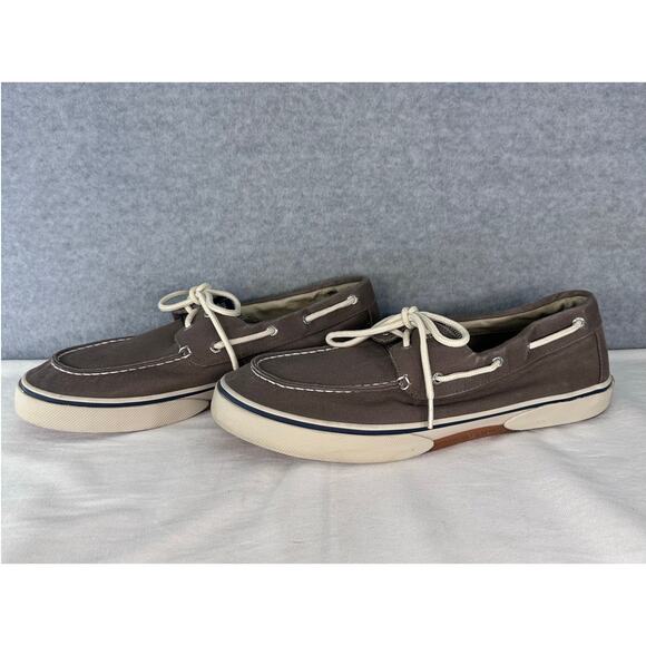 Sperry Men's sz 13 Top Sider Halyard Boat Deck Shoe Canvas Taupe Slip On Comfort - Picture 3 of 12